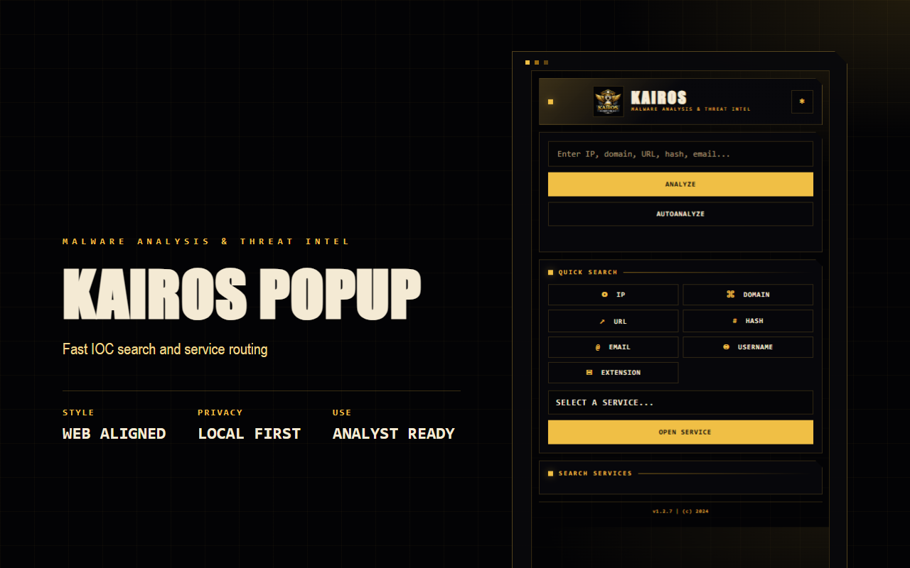 KAIROS popup quick search interface
